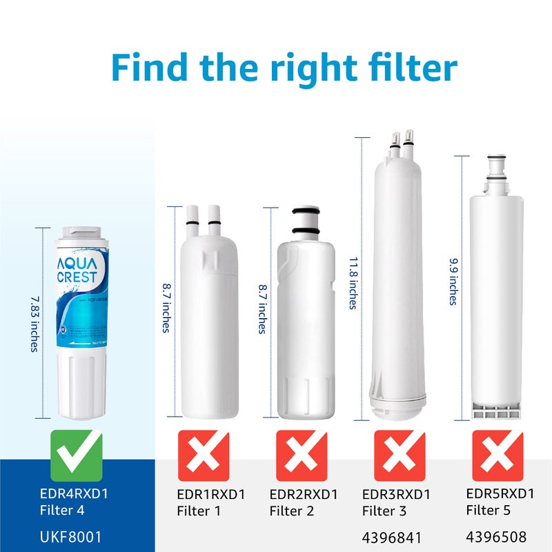 AquaCrest AQUA CREST UKF8001 Refrigerator Water Filter, Replacement for EveryDrop Filter 4, Maytag UKF8001P, Whirlpool UKF8001AXX-750, UKF8001AXX, 4396395, 469006, EDR4RXD1, Puriclean II - Image 4